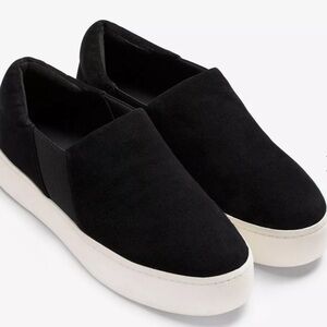 Vince Warren Black Suede Slip-On Sneakers